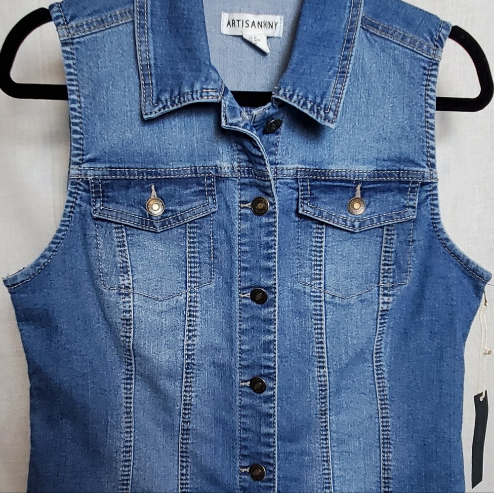 NWT ARTISAN NY Womens Stonewashed denim vest Size M - Picture 3 of 7